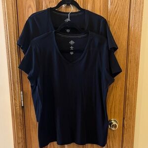 2 St. John's Bay Black V-Neck Short Sleeve Tees
